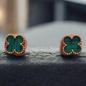 Green and Gold Clover Earrings